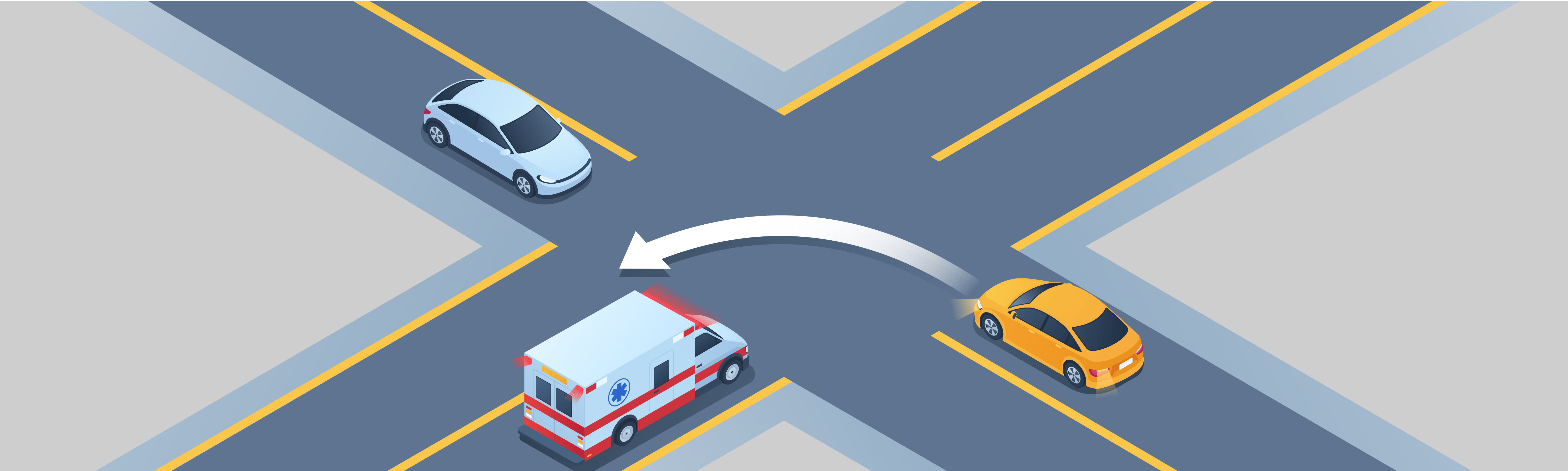 Faire face à des situations particulières - Si vous êtes à une intersection et que vous vous apprêtez à tourner, et qu’un véhicule d’urgence s’approche soudainement, que devez-vous faire ?